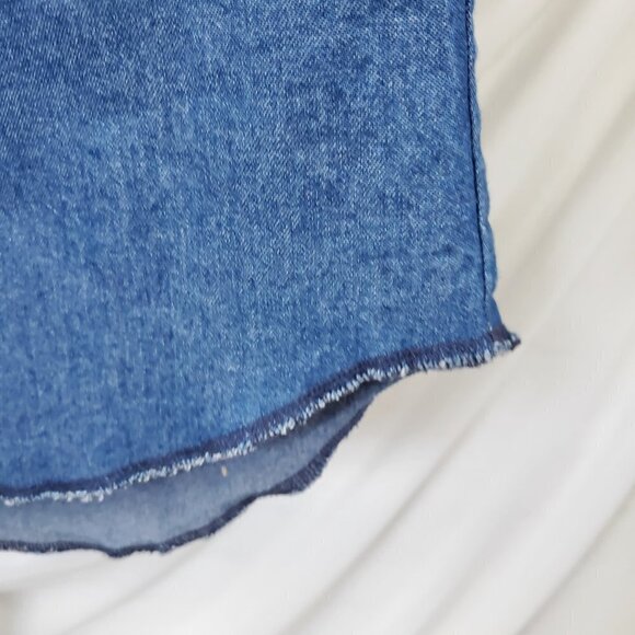 WRANGLER Denim Pearl Snap Western Workwear Shirt Blue Cotton Cowgirl (C-2) - Picture 4 of 9